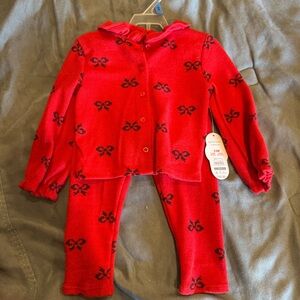 Red Bow Patterned Baby Outfit